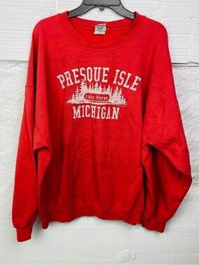 Artisan Red Presque Isle Lake Huron Michigan Graphic unisex Crewneck Sweatshirt